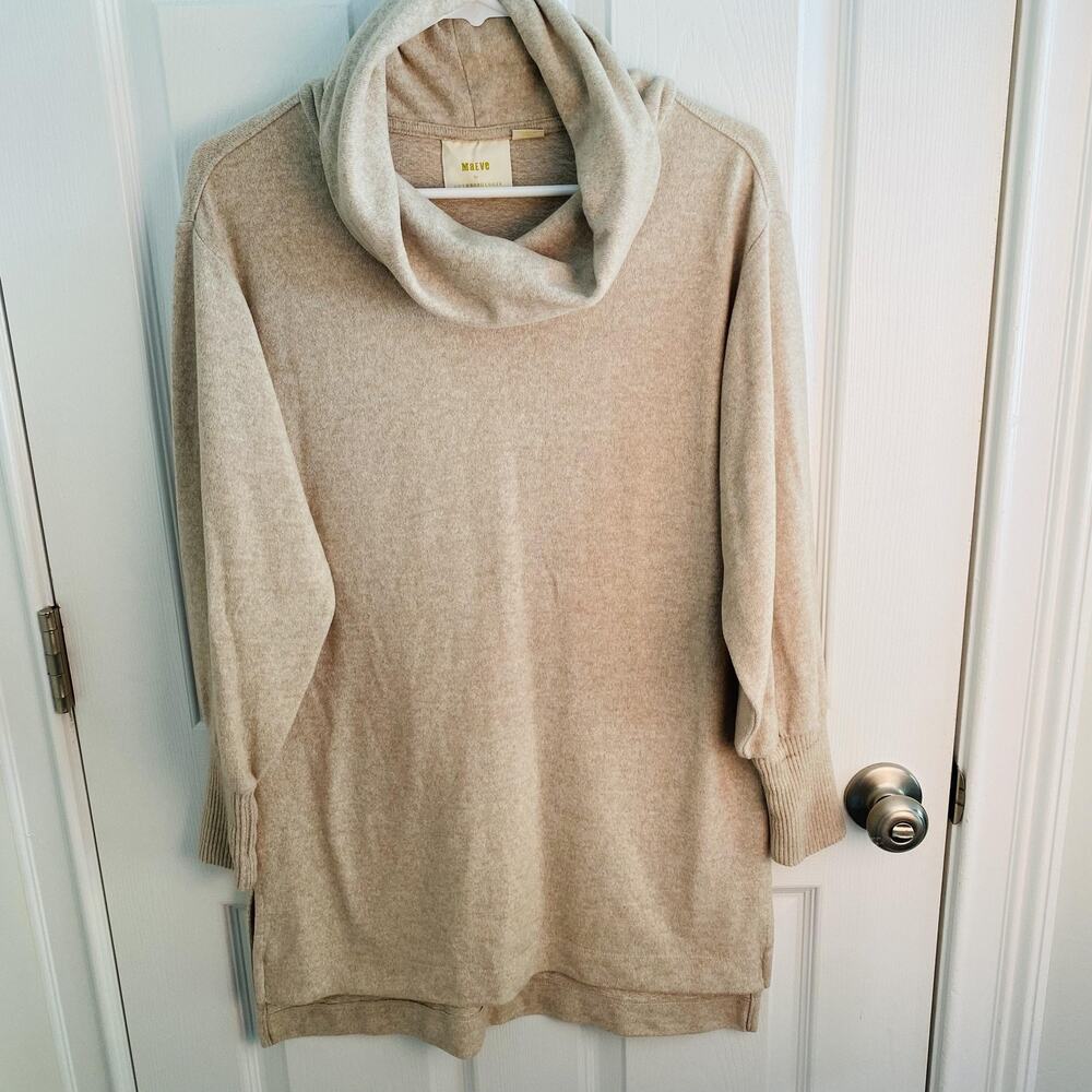 Maeve by Anthropologie Sweater Womens XS Oatmeal Cowl Neck Neutral Minimalist